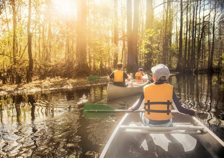 Boating down a river